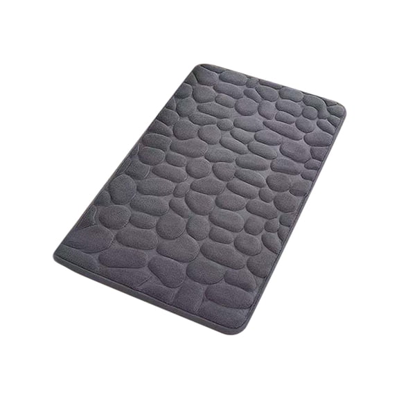 Bath Mat, Gray Cobblestone Embossed Non Slip, 15.7 Inch x 23.6 Inch 1 Piece Absorbent Rug, for Indoor Entrance Bedroom Kitchen Living Room Floors Shock Absorbent Decor