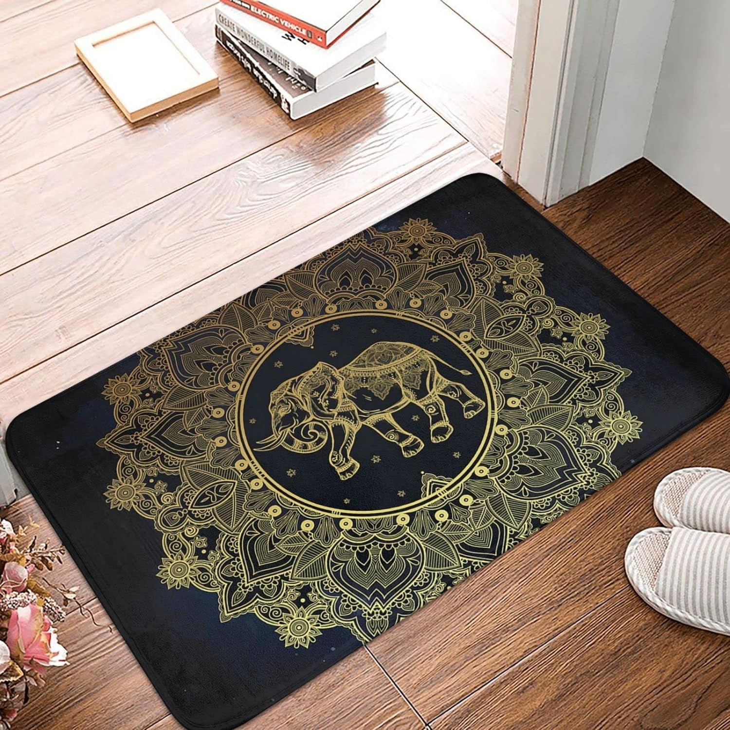 Bath Mat Hippie Elephant Floor Plush Mats Bathmat Decor Small Area Rug