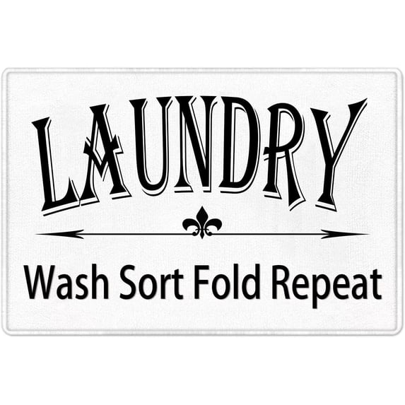 Bath Mat Laundry Wash Sort Fold Repeat Laundry Room Indoor Outdoor Doormat Durable Welcome Front Door Mats Entryway Rugs Non-Slip Floor Mat Entrance Rugs Bath Rug Kitchen Rugs 16 x 24 in