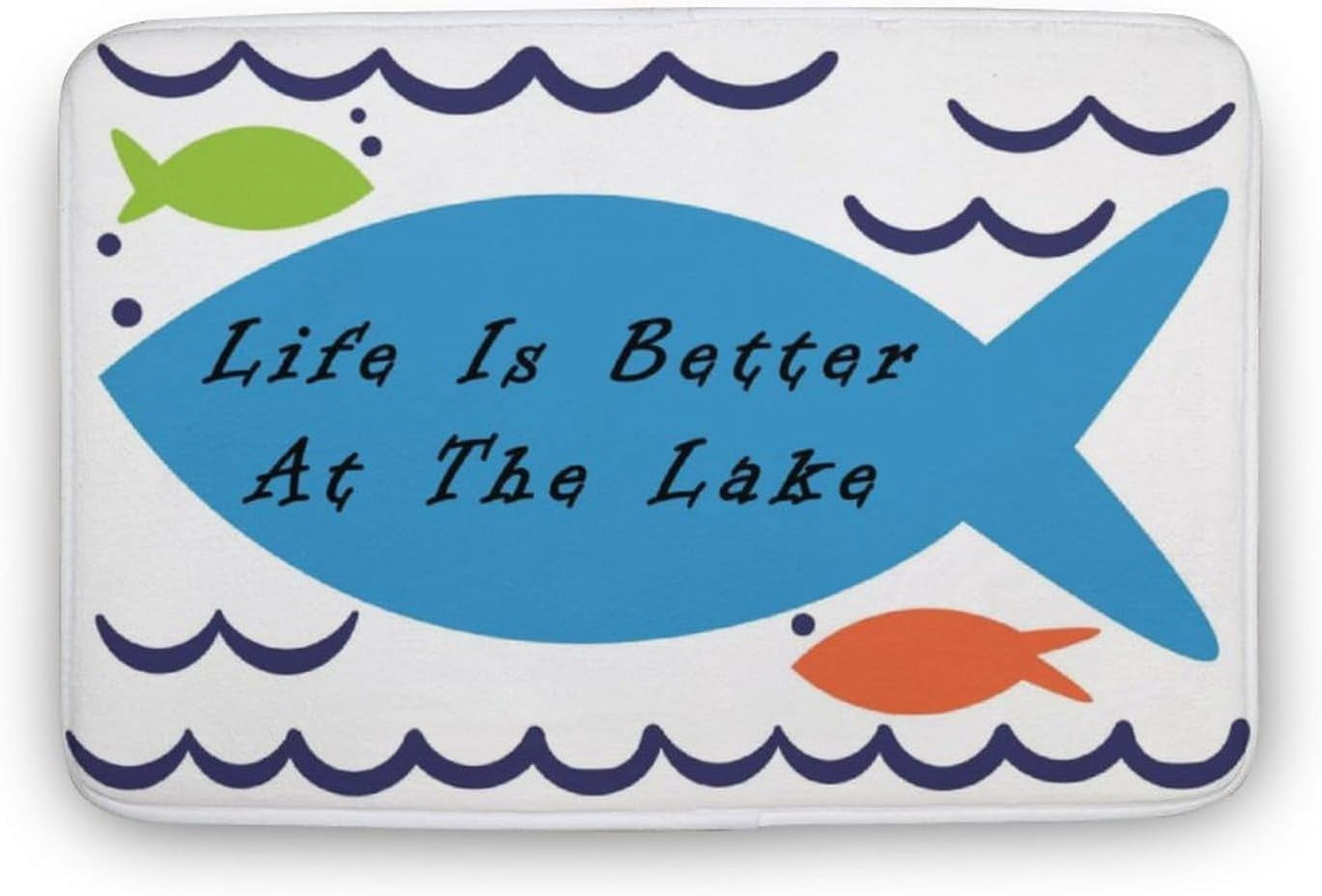 Bath Mat Life is Better at The Lake Fish Funny Doormat Door Mat Rug