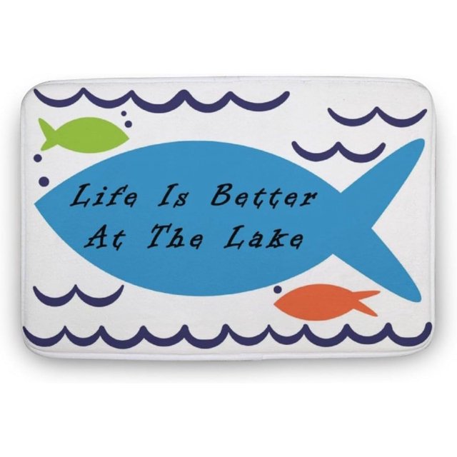 Bath Mat Life is Better at The Lake Fish Funny Doormat Door Mat Rug