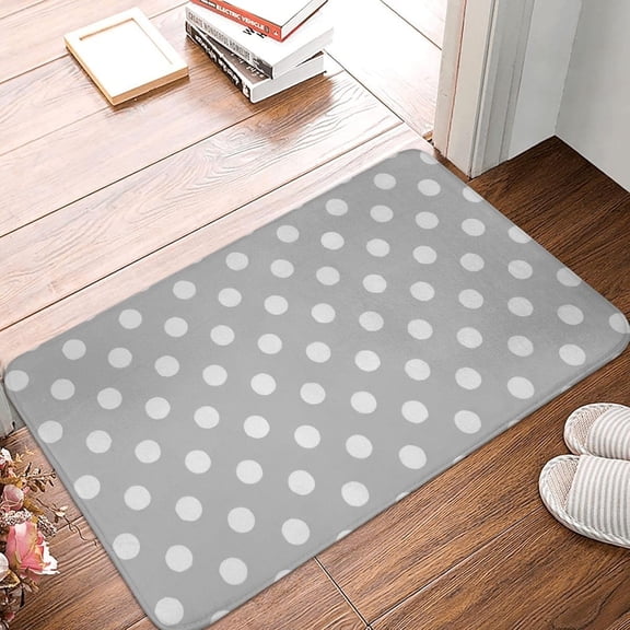 Bath Mat Modern Simple Gray and White Polka Dots Bath Rugs Non Slip Door Mats Soft Carpet Washable Doormat for Kitchen Bathroom Entry Way Decor 18" x 30",25ja16daA02