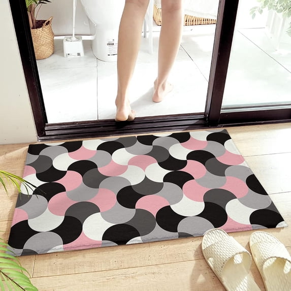 Bath Mat Modernn Abstract Middle Century Pink Grey Black Indoor Outdoor Doormat Durable Front Door Mats Entryway Rugs Non-Slip Floor Mat Entrance Rugs Bath Rug Kitchen Rugs 32 x 20 in