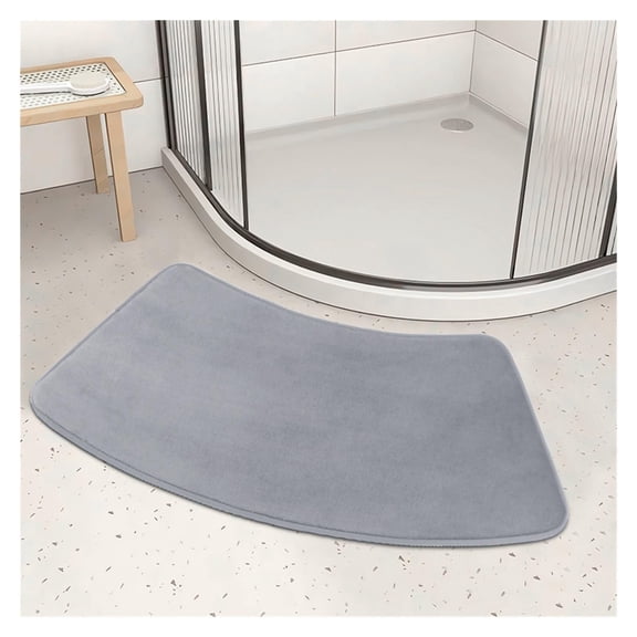 Bath Mat Non Slip,1pc Curved Bathroom Floor Mat Solid Soft Carpet Quick Dry Absorbent,Black,30x70cm