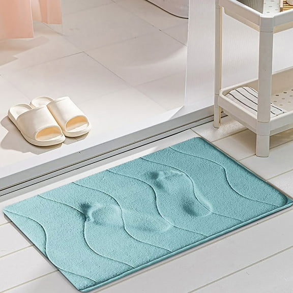 Bath Mat Non Slip, Absorbent Floor Mat for Bathroom Shower Kitchen Sink, Soft Sponge Door Mat, Bedroom Rug Carpet, Machine Washable Water Absorbing Pad