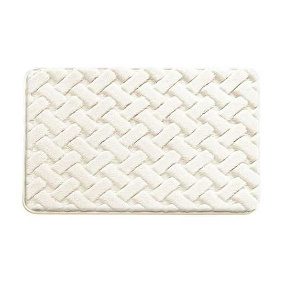 Bath Mat Non-Slip Absorbent Soft Microfiber Bathroom Rug White Shower Mat Bath Tub Mat Quick Dry Floor Mat