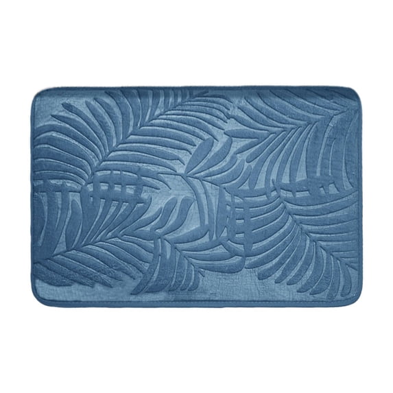 Bath Mat Non Slip Memory Foam Bathroom Rug Super Soft Absorbent Water Doormat 16x24 Inches Blue