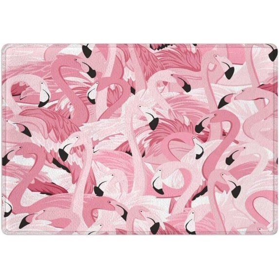 Bath Mat Pink Flamingo Floor Plush Mats Bathmat Decor Small Area Rug Carpet Doormat Floor Rug Bathroom Rug ﻿Non-Slip Water Absorption Home Decor 24 x16 Inch