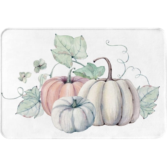 Bath Mat Pumpkin Autumn Fall Thanksgiving Day for Bathroom Shower Rug Memory Foam Non Slip Floor Small Carpet Soft Light Absorbent Washable Home Hotel Decor 15.7 X 23.6 inch