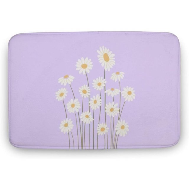 Bath Mat Purple Daisy Absorbent Durable Doormat Entrance Vintage Cute