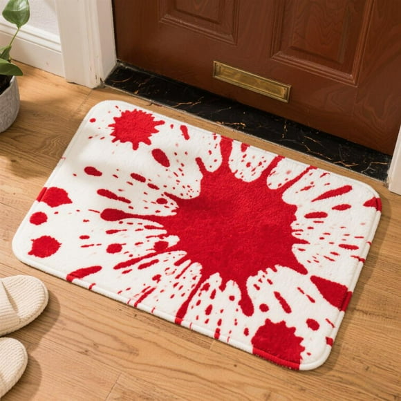Bath Mat Red Bloody Blots and Splatters Indoor Outdoor Doormat 16x24 Inch
