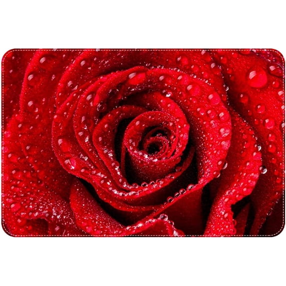 Bath Mat Red Rose Flower Indoor Outdoor Doormat Durable Welcome Front Door Mats Entryway Rugs Non-Slip Floor Mat Entrance Rugs Bath Rug Kitchen Rugs 18 x 30 in