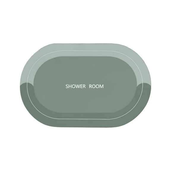 Bath Mat Rubber Non Slip Shower Mat Quick Dry Super Absorbent Bathtub mat Bath Stone Mat - Thin Bath Mats for Bathroom Floor, Tub and Fit Under Door,15.7" x 23.6" Oval, Gray