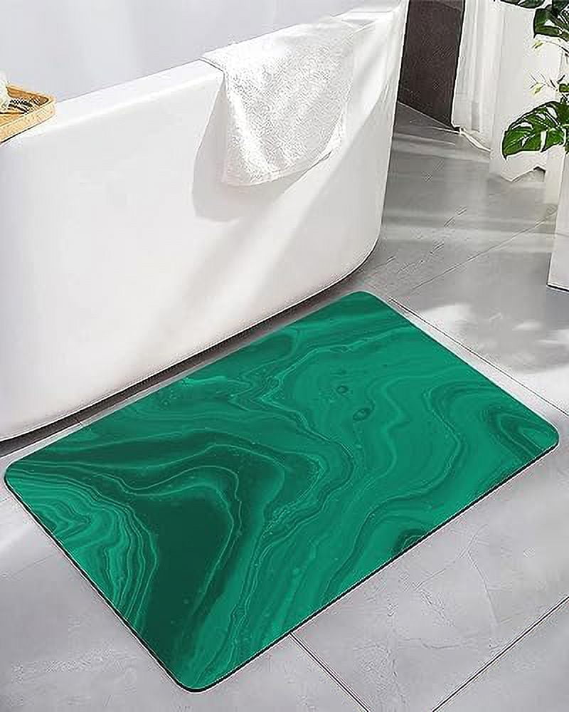 Brown White Bathroom Rug Set 2 Pieces, Absorbent Bath Mat Set of 2, 16” x  24” + 16” x 24” Non Slip Shower Mat Bathroom Carpet