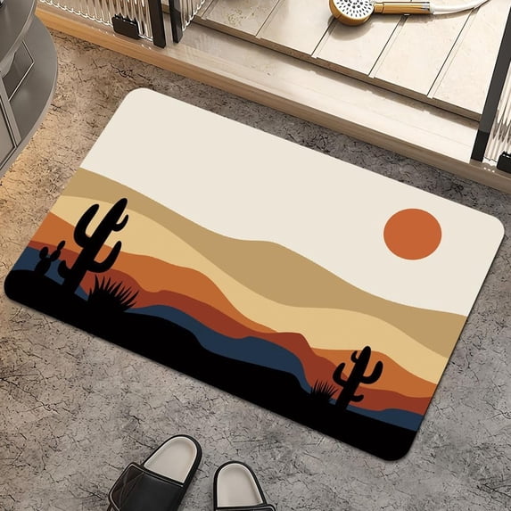 Bath Mat Rug,Desert sunrise in the morning Non Slip Quick Dry Super Absorbent Thin Bathroom Rugs Fit Under Door-Easy to clean Bathroom Floor Mats-Shower Rug for Shower Sink Bathtub(20" x 31"In)