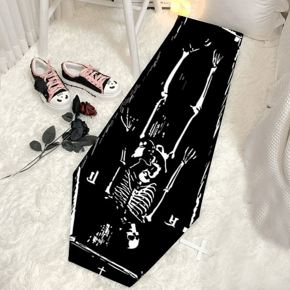 Bath Mat Rug,Gothic Rug Coffin Rug,Black Carpet,Super Absorbent Quick Dry,Rubber Backing Non Slip ,Washable Super Soft Non Slip Bathtub Carpet,Plush Bedroom Mat (16x40in) on Clearance