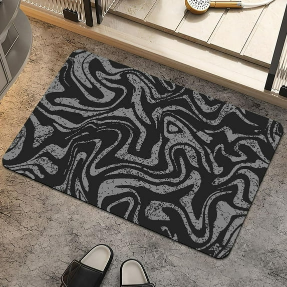 Bath Mat Rug,Modern rhomboid flower artNon Slip Quick Dry Super Absorbent Thin Bathroom Rugs Fit Under Door-Easy to clean Bathroom Floor Mats-Shower Rug for Shower Sink Bathtub(16" x 24"In)