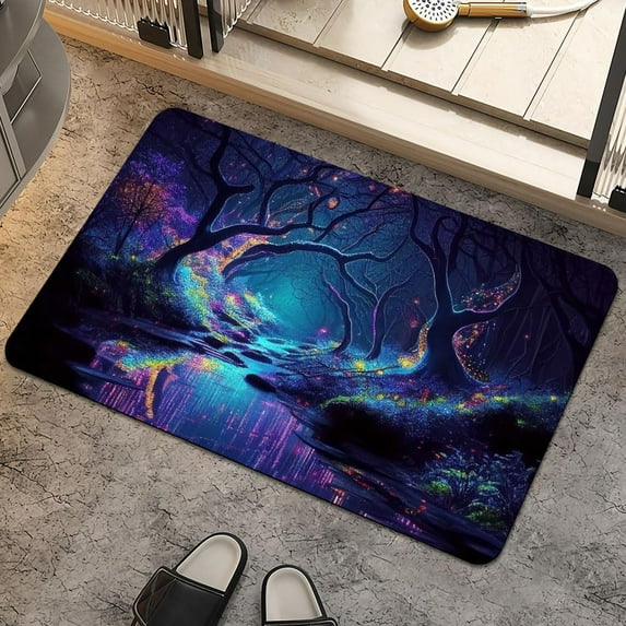 Bath Mat Rug,Modern rhomboid flower artNon Slip Quick Dry Super Absorbent Thin Bathroom Rugs Fit Under Door-Easy to clean Bathroom Floor Mats-Shower Rug for Shower Sink Bathtub(16" x 24"In)