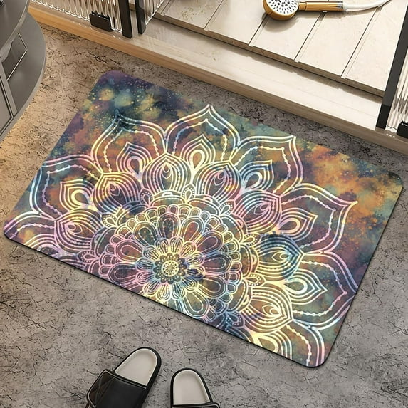 Bath Mat Rug,Nebulae, mandala Non Slip Quick Dry Super Absorbent Thin Bathroom Rugs Fit Under Door-Easy to clean Bathroom Floor Mats-Shower Rug for Shower Sink Bathtub(20" x 31"in)
