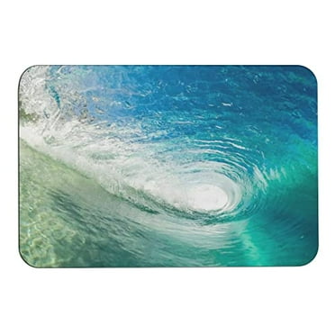 Bath-Mat-Rug Ocean Water Wave Seascape Bathroom Rugs Ocean Storm Landscape Non-Slip Absorbent Fast Drying Bath Mat for Bathroom Non Slip Bathroom Rug for Shower Sink Bathtub 16 x 24 Inch
