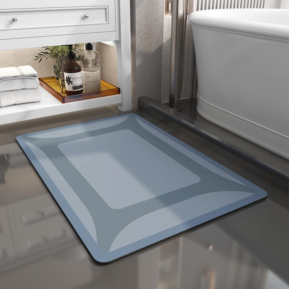 Bath Mat Rug - Quick Dry Absorbent Rubber Backed Bathroom Mat - Fit Under Door - Shower Rug for Bath Floor