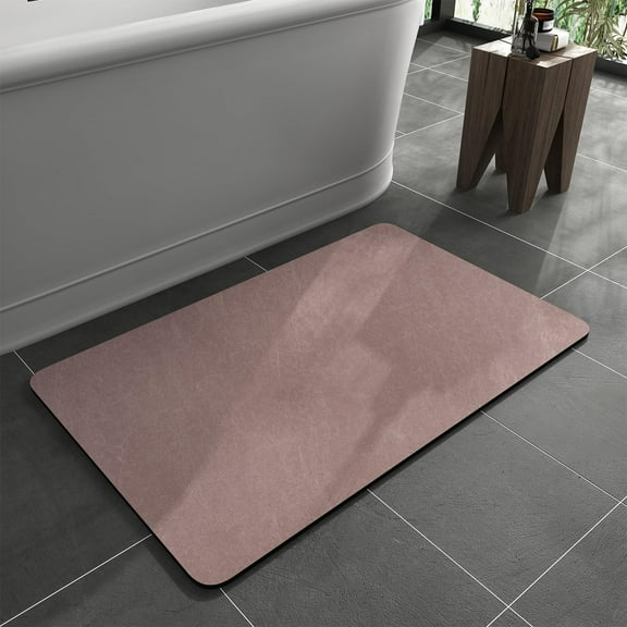 -Bath Mat Rug-Rubber Backing Non Slip Quick Dry Absorbent Thin Bathroom Rugs Fit Under Door-Faux Suede Surface Floor Mats-Shower Rug for in Front of Bathtub Shower Dusty Rose 17x27.5