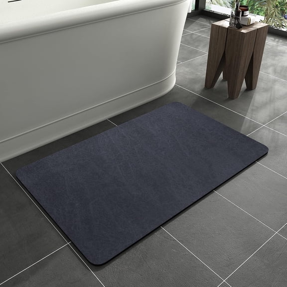 -Bath Mat Rug-Rubber Non Slip Quick Dry Super Absorbent Thin Fit Under Door-Washable Bathroom Floor Mats- for in Front of Bathtub,Shower Room,Sink (16x24, Navy)