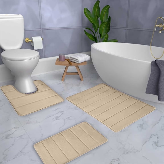 Bath Mat Rug Set, Ed Absorbent , Slip-resistant Foot Pad, Quick-dry Bathroom Flooring, Soft N-friendly Toilet Decor, Topliu