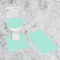 Bath Mat Rug Set With Lid Cover 3 Piece,Mint Color Shaggy Chenille Large Rug 19"x 30", Contour Mat 18"x18", and Toilet Lid Cover 18"x18" with Rubber Backing For Bathroom Decor