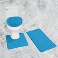 thumbnail image 1 of Bath Mat Rug Set With Lid Cover 3 Piece,Turquoise Color Shaggy Chenille Large Rug 19"x 30", Contour Mat 18"x18", and Toilet Lid Cover 18"x18" with Rubber Backing For Bathroom Decor, 1 of 2