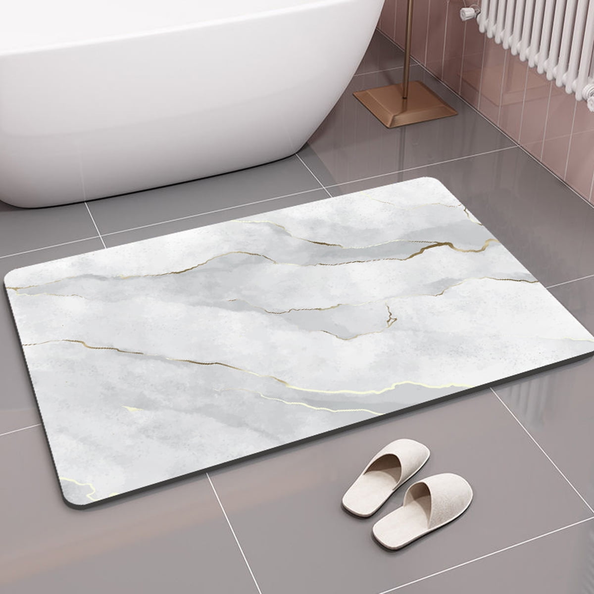 Bath Mat Rug Super Absorbent Quick Dry Thin Bathroom Rugs Fit Under