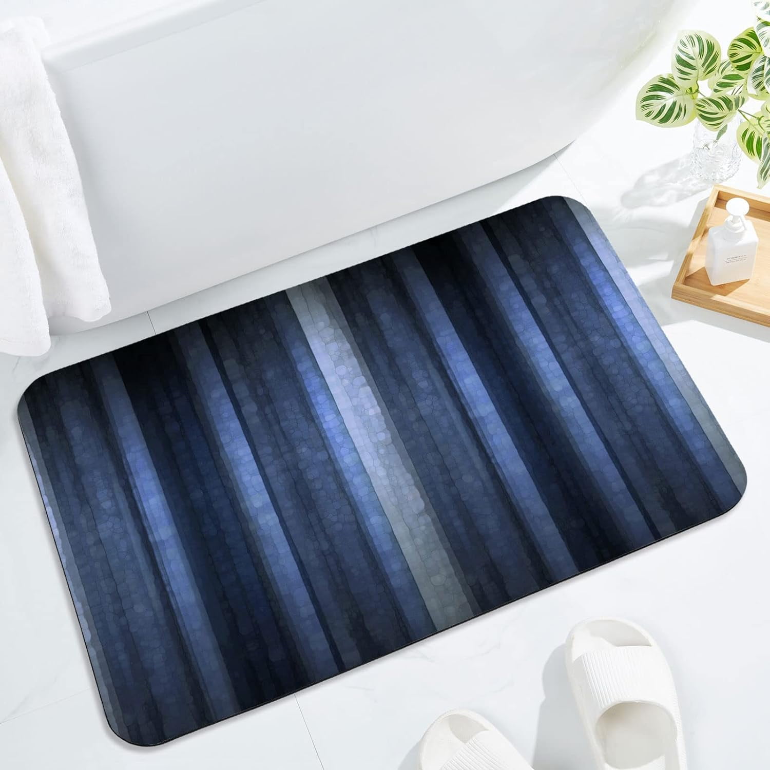Bath Mat Rug Super Absorbent Quick Dry Thin Bathroom Rugs Fit Under