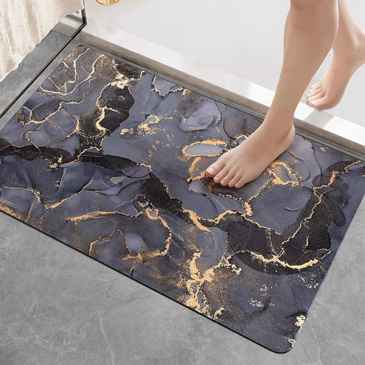 Bath Mat Rugs Bathroom Floor Mat Super Absorbent Ultra Thin Low Profile ...