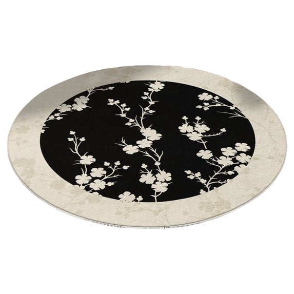 Bath Mat And Rugs Set, Hwkond Large Round Area Rug For Living Room Bedroom, Non-Slip Rugs For Kids Room, Background Washable Carpet Floor Mat,Black,31.50x31.50in