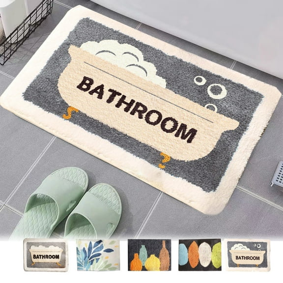 Bath Mat Rugs, Super Absorbent Floor Mat, Water Absorption and Quick Drying, Non Slip Carpet for Bathroom Entrance Door, Soft Comfortable, Shower Rug with Rubber Backing