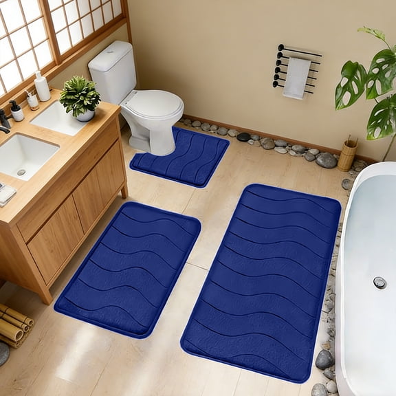Bath Mat Set 3 Piece Bathroom Rug Set P Bath Mat Non Slip Bath Mat Super Absorbent Quick Dry Bathroom Floor Mat Soft Coral Fleece Rug Set 19.6x31.4 Inch Large