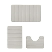 Clearance 3-Pc Foam Bath Mat Set Universal Soft Toilet Mats, Non-Slip Water Absorption Machine Washable Rugs for Bathroom Decor