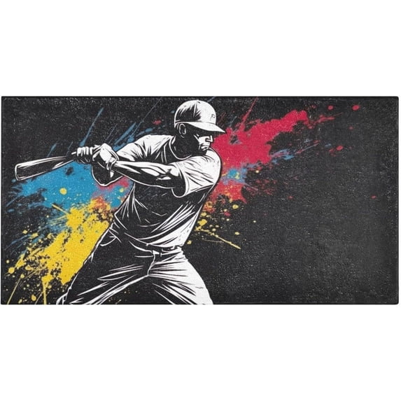 Bath Mat, Soft Absorbent Bath Rug, Baseball Player Bath Mats for Bathroom, Living Room Bedroom Home Floor Mat, Bath Mat for Tub Non Slip 20 x 39 Inch Home Decor