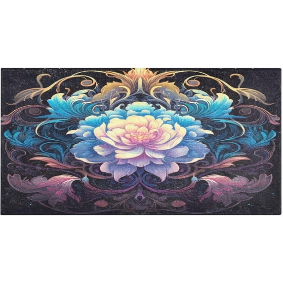 Bath Mat, Soft Absorbent Bath Rug, Blue Mandala Bath Mats for Bathroom, Living Room Bedroom Home Floor Mat, Bath Mat for Tub Non Slip 20 x 39 Inch Home Decor