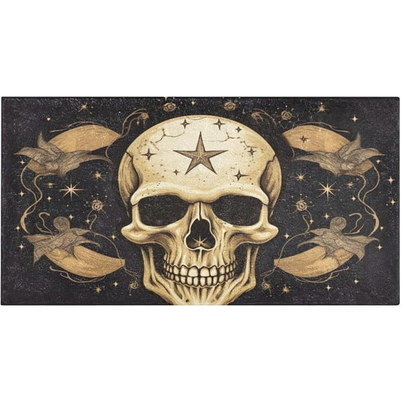 Bath Mat, Soft Absorbent Bath Rug, Skull Moon Bath Mats for Bathroom, Living Room Bedroom Home Floor Mat, Bath Mat for Tub Non Slip 20 x 39 Inch Home Decor