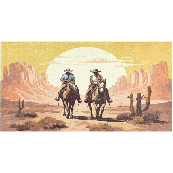 Bath Mat, Soft Absorbent Bath Rug, Western Cowboy Bath Mats for Bathroom, Living Room Bedroom Home Floor Mat, Bath Mat for Tub Non Slip 20 x 39 Inch Home Decor