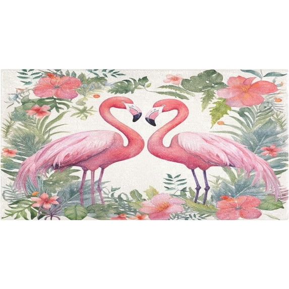 Bath Mat, Soft Absorbent Bath Rug, Cute Flamingos Bath Mats for Bathroom, Living Room Bedroom Home Floor Mat, Bath Mat for Tub Non Slip 20 x 39 Inch Home Decor