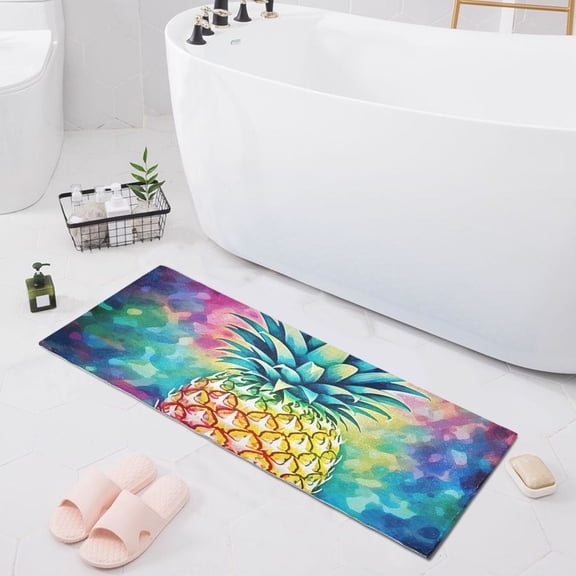 Bath Mat Soft Plush Non-Slip Absorbent Bathroom Rugs 39"x20" 3d Pineapple