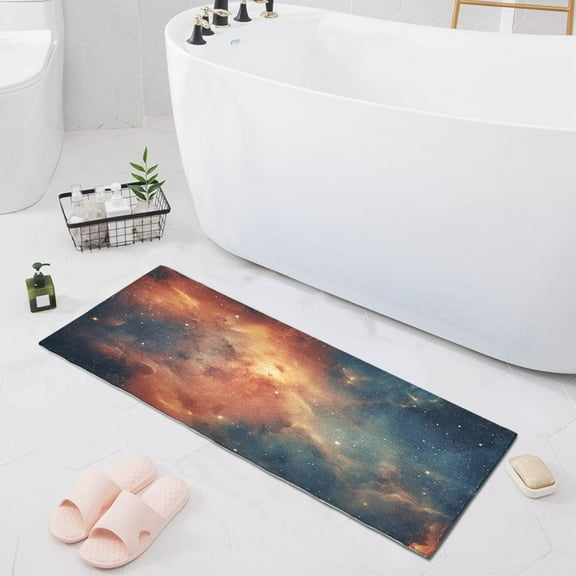 Bath Mat Soft Plush Non-Slip Absorbent Bathroom Rugs 39"x20" Amazing Nebula Cloud