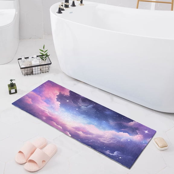 Bath Mat Soft Plush Non-Slip Absorbent Bathroom Rugs 39"x20" Beautiful Night Sky with Cloud