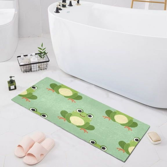Bath Mat Soft Plush Non-Slip Absorbent Bathroom Rugs 39"x20" Cartoon Frogs