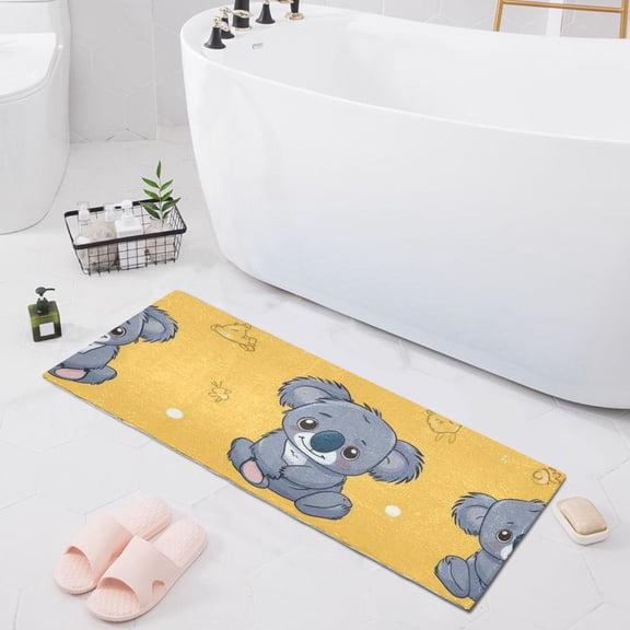 Bath Mat Soft Plush Non-Slip Absorbent Bathroom Rugs 39"x20" Cartoon Happy Koalas