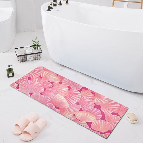 Bath Mat Soft Plush Non-Slip Absorbent Bathroom Rugs 39"x20" Cartoon Seashells