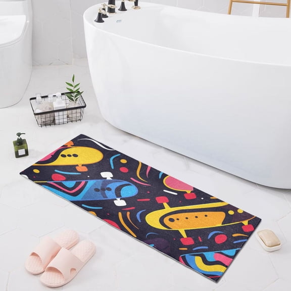 Bath Mat Soft Plush Non-Slip Absorbent Bathroom Rugs 39"x20" Cartoon Skate