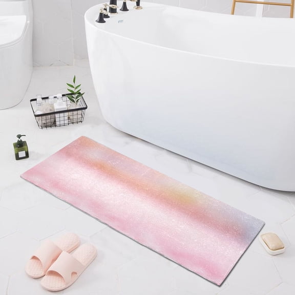 Bath Mat Soft Plush Non-Slip Absorbent Bathroom Rugs 39"x20" Cherry Blossoms Fall on Ground